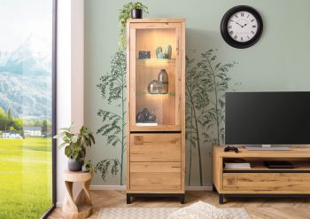 Vitrine Wildeiche 65x40x205 natur geölt VILLANDERS #146