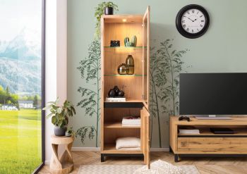 Vitrine Wildeiche 65x40x205 natur geölt VILLANDERS #146