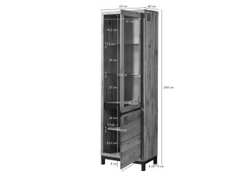 Vitrine Wildeiche 65x40x205 natur geölt VILLANDERS #146