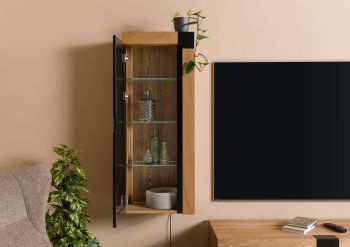 Hängevitrine Wildeiche 48x35x120 natur geölt ROTTERDAM #110