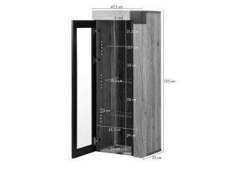 Hängevitrine Wildeiche 48x35x120 natur geölt ROTTERDAM #110
