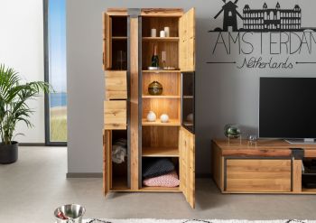 Vitrine Wildeiche / Zerreiche 80x45x204 natur geölt NEW AMSTERDAM #08