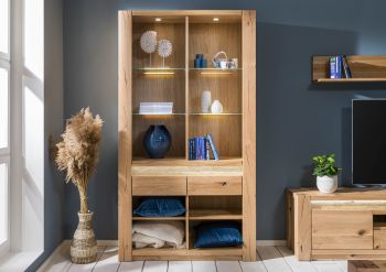 Bücherregal Wildeiche 113x40x205 beige geölt KENT #229