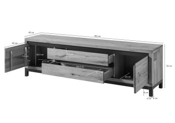 TV-Board Wildeiche 190x40x56 natur geölt VILLANDERS #153