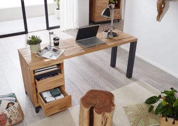 Schreibtisch Wildeiche 220x55x76 natur geölt VILLANDERS #142