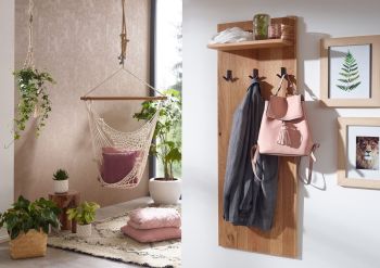 VILLANDERS Wandgarderobe 140x20x50 Wildeiche geölt - Verschiedene Farben