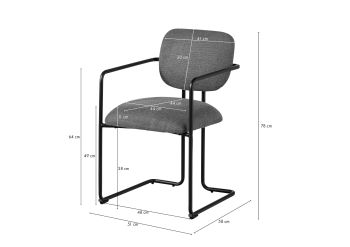 Polsterstuhl 51x58x78 dunkelgrau ELISE #304 - 2er Set