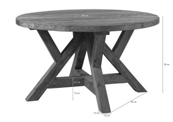 Esstisch rund Teak 120x120x78 natur unbehandelt BASSANO #180