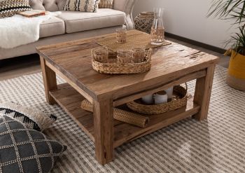 Couchtisch Teak 90x90x45 natur unbehandelt BASSANO #140