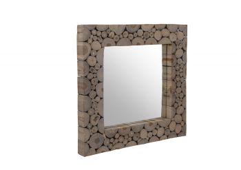 Spiegel Teak 50x50x5 weiß lackiert UNIKA #190