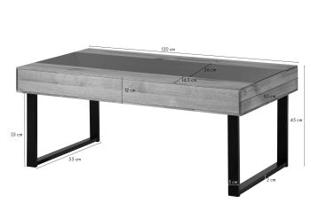 Couchtisch Wildeiche 120x65x45 natur geölt LINDAU #01