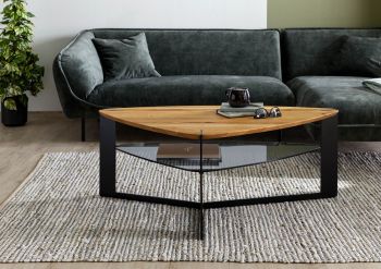 Couchtisch Wildeiche mit Glasboden 120x70x44 natur geölt STARNBERG #25