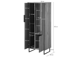 Highboard Wildeiche 55x43x145 natur geölt LINDAU #15