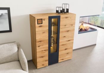Highboard Wildeiche 116x43,5x143 natur geölt/lackiert KITZBÜHEL #107