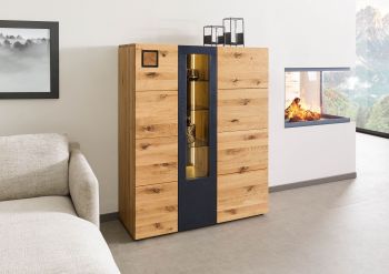 Highboard Wildeiche 116x43,5x143 natur geölt/lackiert KITZBÜHEL #107
