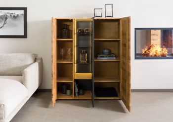 Highboard Wildeiche 116x43,5x143 natur geölt/lackiert KITZBÜHEL #107