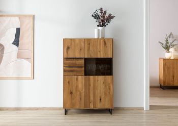 Highboard Wildeiche 94x43x144 natur geölt WIEN #225