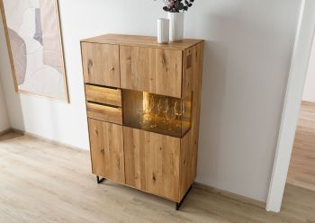 Highboard Wildeiche 94x43x144 natur geölt WIEN #225