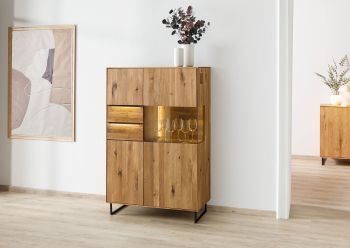 Highboard Wildeiche 94x43x144 natur geölt WIEN #225