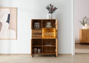 Highboard Wildeiche 94x43x144 natur geölt WIEN #225