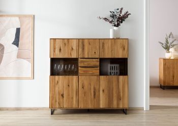 Highboard Wildeiche 148x43x144 natur geölt WIEN #226