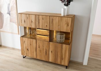 Highboard Wildeiche 148x43x144 natur geölt WIEN #226