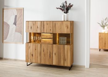 Highboard Wildeiche 148x43x144 natur geölt WIEN #226