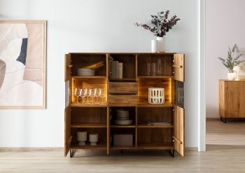 Highboard Wildeiche 148x43x144 natur geölt WIEN #226