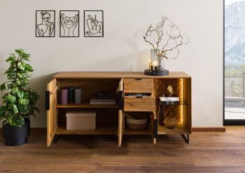 Sideboard Wildeiche 160x43x79 natur geölt LINDAU #08