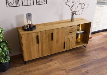 Sideboard Wildeiche 180x43x79 natur geölt LINDAU #09