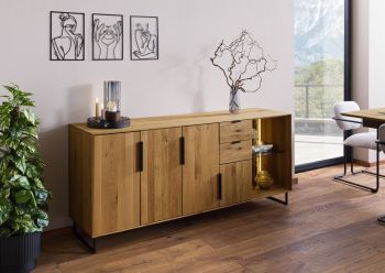 Sideboard Wildeiche 180x43x79 natur geölt LINDAU #09