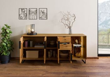 Sideboard Wildeiche 180x43x79 natur geölt LINDAU #09
