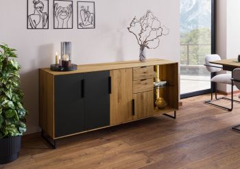 Sideboard Wildeiche 180x43x79 natur geölt LINDAU #109