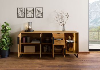 Sideboard Wildeiche 180x43x79 natur geölt LINDAU #109