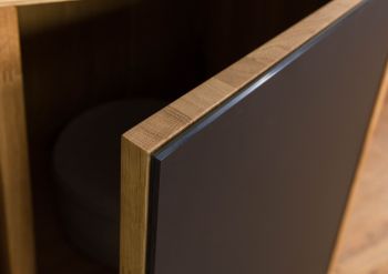 Lowboard Wildeiche mit Glastür 180x43x59 natur geölt LINDAU #125