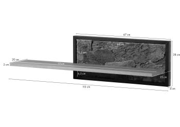 Wandregal Wildeiche 113x23x28 natur geölt LINDAU #05