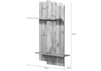 Wandregal Wildeiche 80x28x110 natur geölt WIEN #236