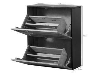 Schuhschrank Wildeiche 75x31x90 natur lackiert / geölt KITZBÜHEL #137