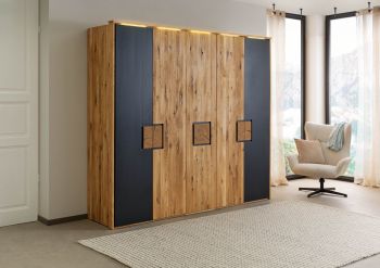 Kleiderschrank Wildeiche Basic 241x60x219 natur geölt/lackiert KITZBÜHEL #178