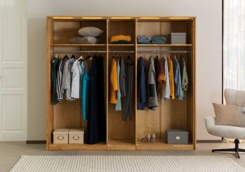 Kleiderschrank Wildeiche Basic 241x60x219 natur geölt/lackiert KITZBÜHEL #178
