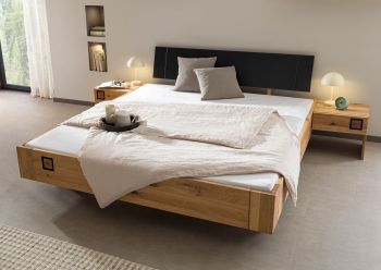 Bett inkl. Nachttische Wildeiche 140x200x81 natur geölt/lackiert KITZBÜHEL #152