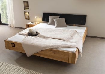 Bett inkl. Nachttisch links Wildeiche 180x200x81 natur geölt/lackiert KITZBÜHEL #150