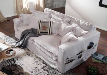 Hussensofa 3-Sitzer 236x138x76 weiß KINGSTON