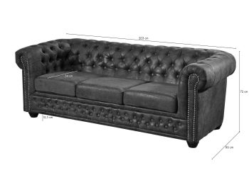 Sofa 203x86x72 braun CHESTERFIELD
