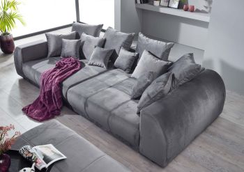 Bigsofa inkl. Hocker grau VANESSA #180