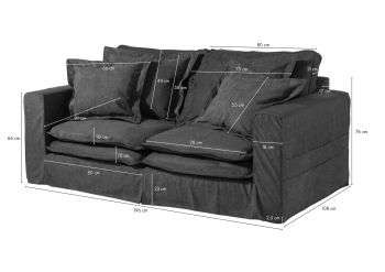 Hussensofa 2-Sitzer196x108x76 grün KINGSTON
