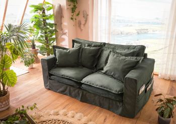 Hussensofa 2-Sitzer196x108x76 grün KINGSTON