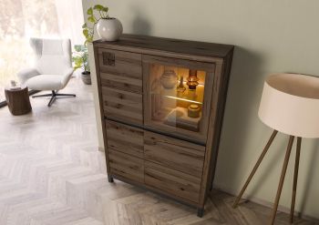 Highboard Kernbuche 103x40x148 tabacco braun geölt VILLANDERS #205