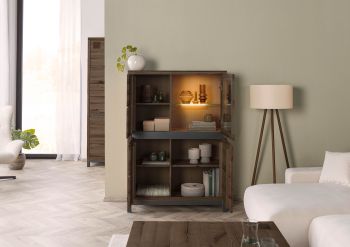 Highboard Kernbuche 103x40x148 tabacco braun geölt VILLANDERS #205