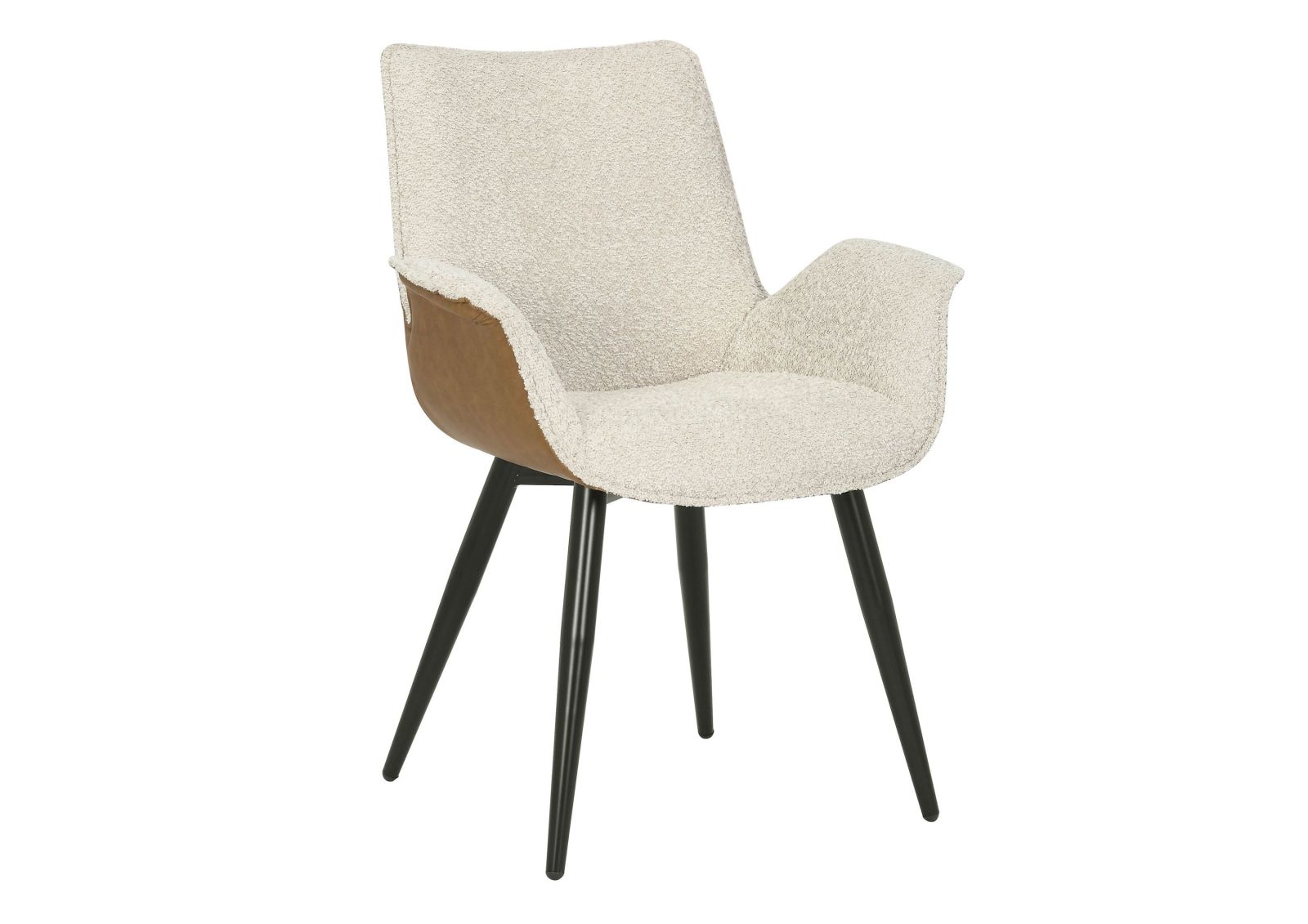 Gemütlicher Polsterstuhl in Beige mit robustem Teddystoff-Bezug.